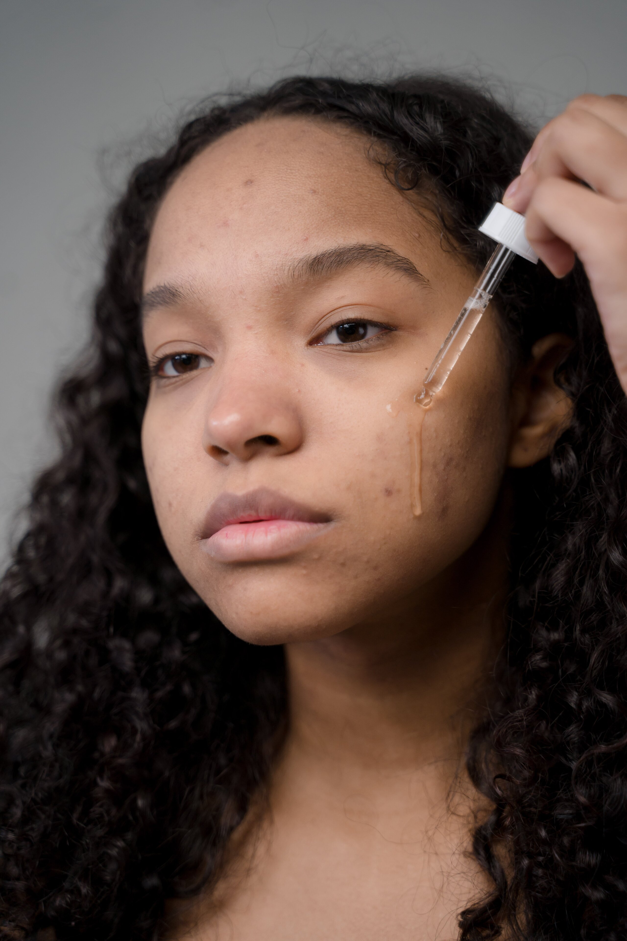 Flat lay of skincare products arranged for a skincare routine