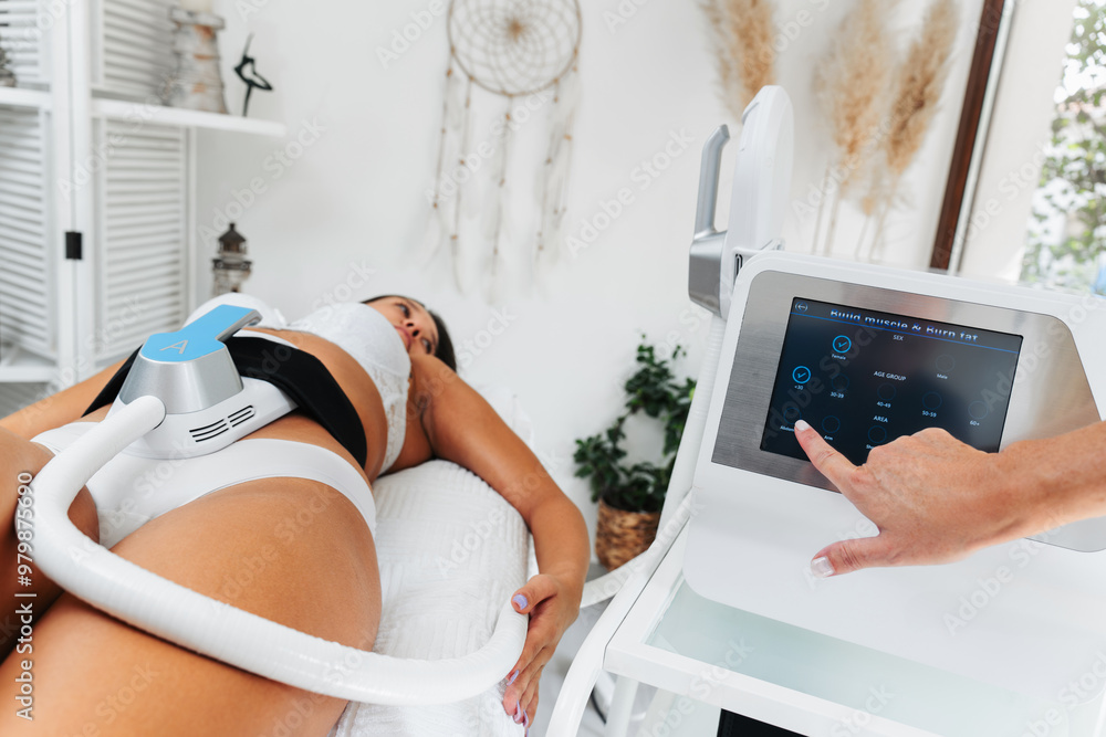 Non-invasive body contouring treatment in a modern clinic