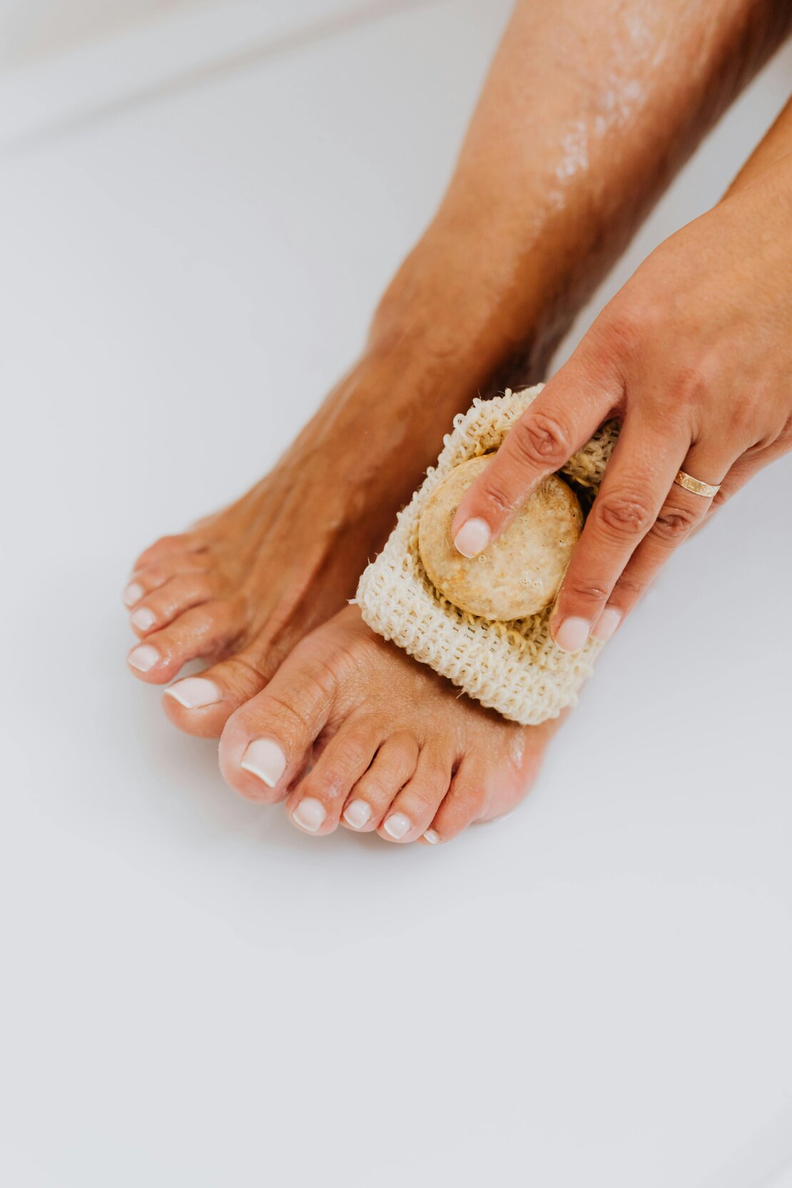 Close-up of a professional advanced foot care pedicure treatment